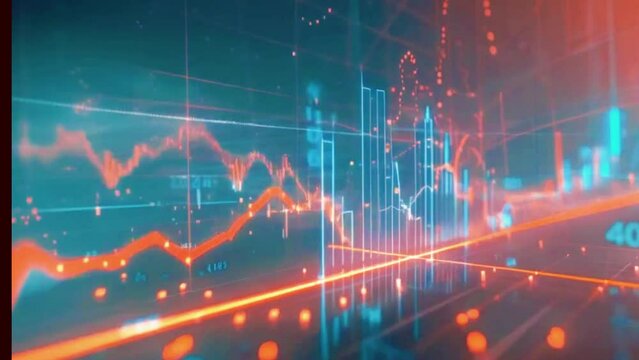 Display a bar chart depicting the top gainers and losers in the stock market for the current trading day, 4K stock market graph Background High-Quality Hyper-realistic Animation Video