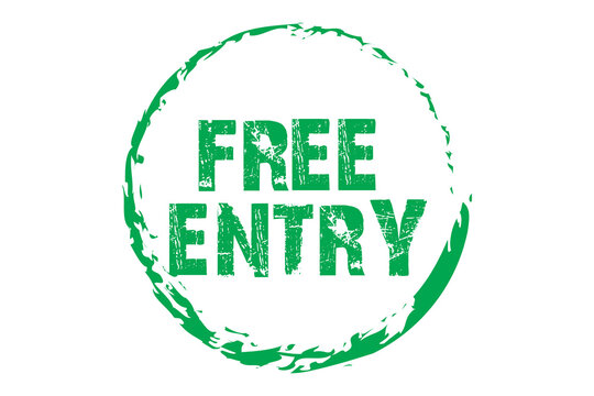 Free entry grunge rubber stamp. Vintage old red color texture frame, Free entry element for your product. Vector illustration.