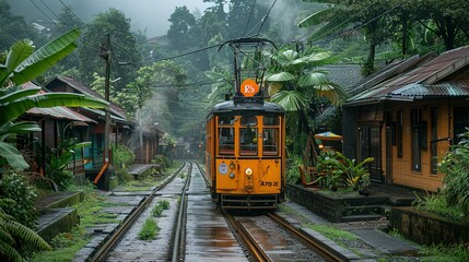 Naklejka premium Step Back in Time: Exploring Indonesia's Heritage on the Classic Tram