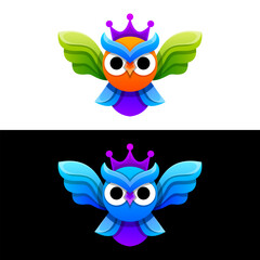 colorful owl logo design vector