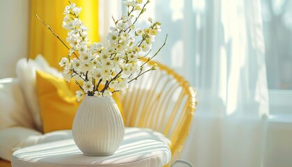 Stylish Interior White Yellow Room Sofa