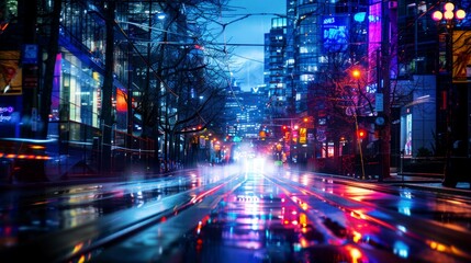 Obraz premium landscape night stree of city modern, background