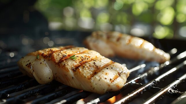 two chicken filets on the barbecue