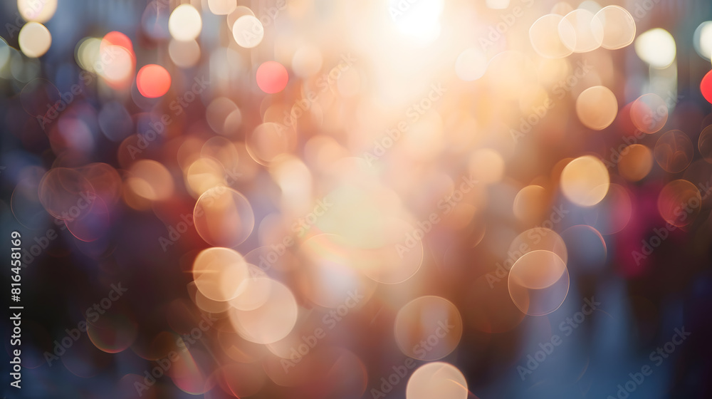 Poster blurred crowd of unrecognizable at the street : generative ai