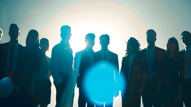 Silhouette of group of multi ethnic businesspeople Global business : Generative AI