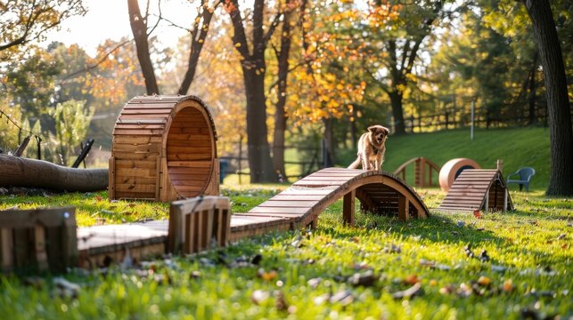 Outdoor Agility Training Equipment for Dogs in Natural Setting