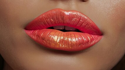 Fototapeta premium Close up of lips with lipstick