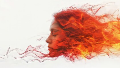 Double Exposure Woman and Flames