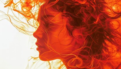 Double Exposure Woman and Flames