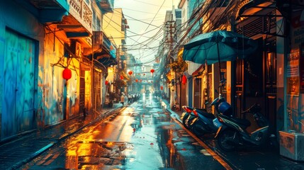 Fototapeta premium landscape stree of city modern, background