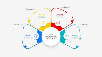 Four Step Infographic element design Vector template for presentation. process diagram and presentations step, workflow layout, banner, flow chart, info graphic vector illustration.