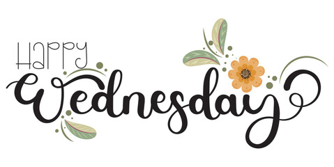 Happy WEDNESDAY. Hello Wednesday vector days of the week with flowers and leaves. Illustration (Wednesday)
