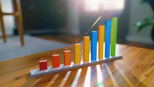 A bar chart representing the correlation between two different stock prices over a specified time period, 4K stock market graph Background High-Quality Hyper-realistic Animation Video