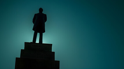 Silhouette of the monument of Mustafa Kemal Ataturk in Ulus Ankara with copy space Turkish national days or public days 19th may or 23th april or 30th august or 29th october background : Generative AI