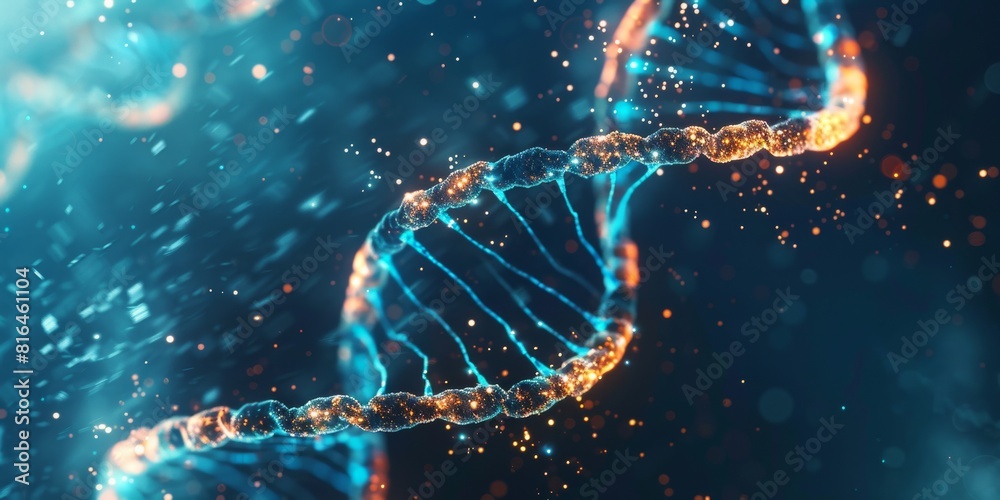 Canvas Prints microscopic dna double helix. gene sequencing scientific genetic data. abstract science background.