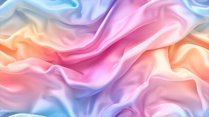 Obraz premium An abstract gradient rainbow smooth pastel fabric in glossy texture with copy space for text. Background design for the Pride month festival or a creativity idea.