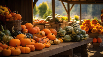 A Harvest Display of Colorful Pumpkins - Powered by Adobe