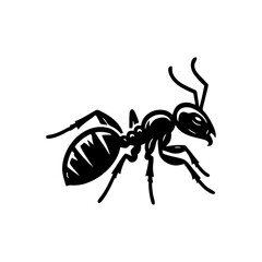 Black ant logo design. Vector illustration of a black silhouette ant