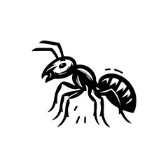 Black ant logo design. Vector illustration of a black silhouette ant