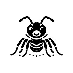 Black ant logo design. Vector illustration of a black silhouette ant