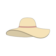 kids drawing cartoon Vector illustration woman sun hat icon Isolated on White
