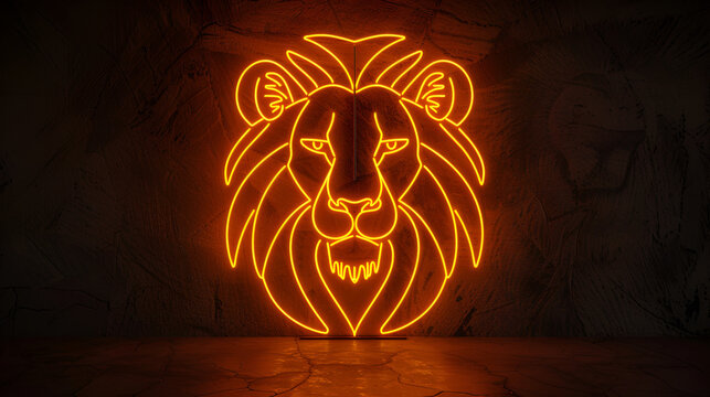 3D lion head design ideas with LED lights for clubs or bars, ideas, designs, lions, symbols, zodiac signs, art, inspiration, luxury, entertainment, animation objects, AI-generated.