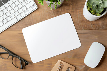 White Mouse Pad Desk Mat Blank Mockup