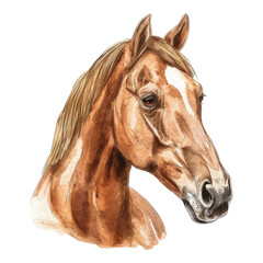 Obraz premium watercolor painted horse head isolated on transparent background.