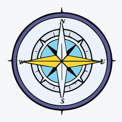 compass  line color illustration for download