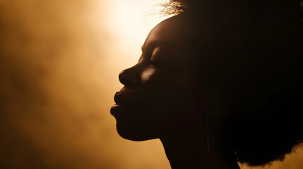 Silhouette of young black woman : Generative AI