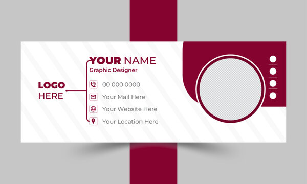 Modern and minimalist email signature or email footer template and Business email signature with an author photo place modern and minimal layout