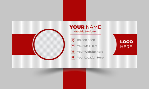 Modern and minimalist email signature or email footer template and Business email signature with an author photo place modern and minimal layout