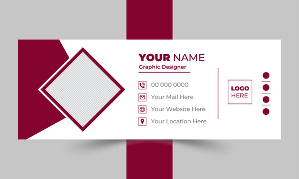 Modern and minimalist email signature or email footer template and Business email signature with an author photo place modern and minimal layout