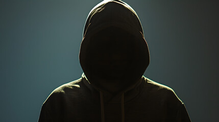 Silhouette of man in hoody : Generative AI