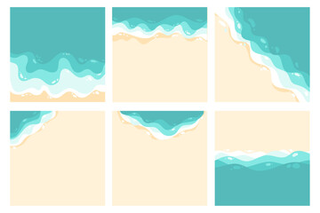 Fototapeta premium Summer vacation Beach and waves element set vector illustration
