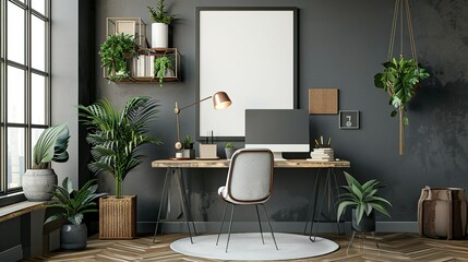 Home Office Wall Poster Mockup: ISO A Paper Size Frame
