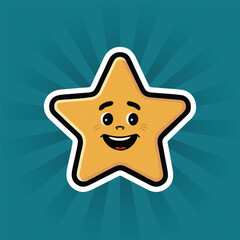 Groovy star character vector illustration. Star mascot with smile. star cartoon mascot characters in trendy retro style