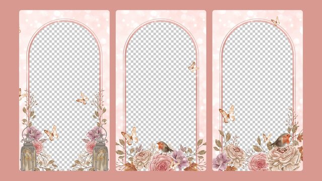 Elegant Floral Frame Overlay Video Template