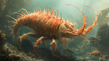 Scientific illustration of Anomalocaris: Based on fossil evidence and current research.	