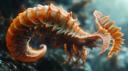 Scientific illustration of Anomalocaris: Based on fossil evidence and current research.	