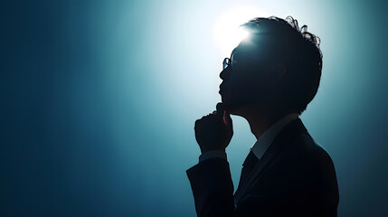 Silhouette of thinking asian businessman : Generative AI