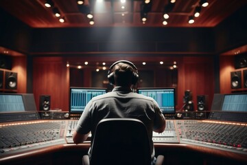 musician recording song in recording studio