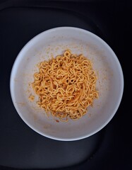 dry noodles in a bowl