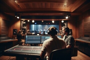 musician recording song in recording studio