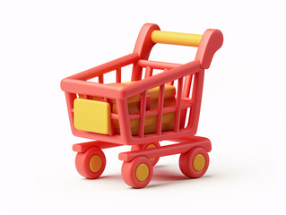 3D cartoon shopping cart icon
