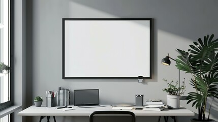 ISO A Paper Size Frame Mockup: Modern Home Office Interior