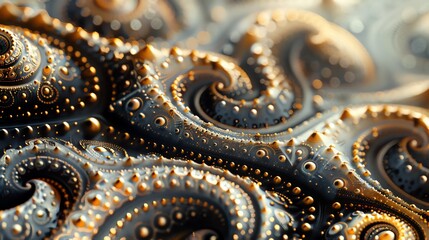 Geometric fractal design, intricate details and repeating patterns with a mesmerizing effect