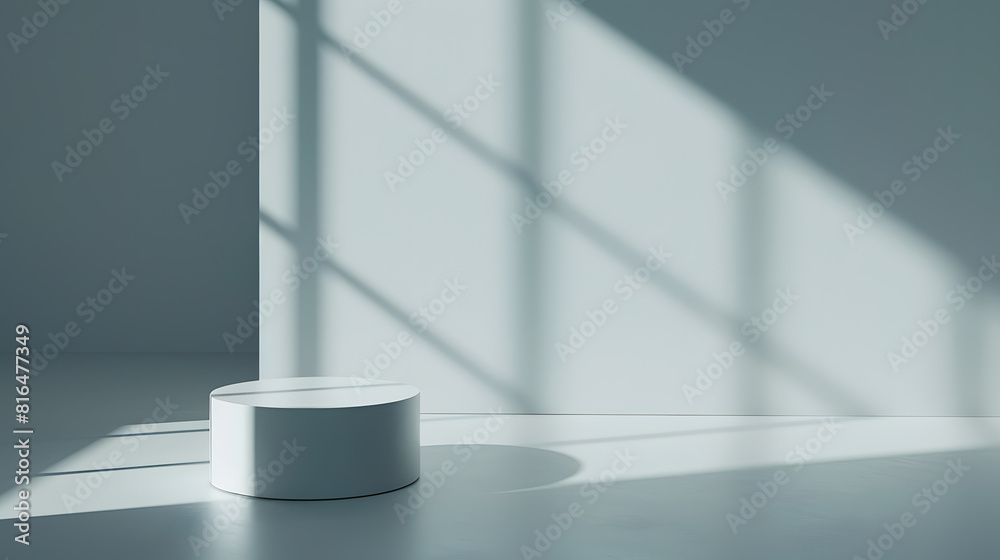 Poster Gray background for product presentation with shadow and light from windows : Generative AI