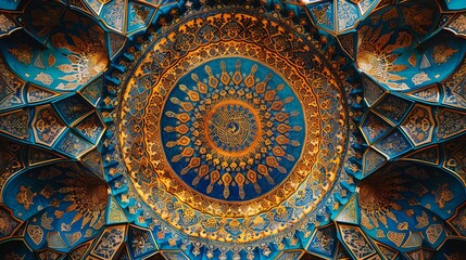 Intricate Islamic geometric pattern, detailed and symmetrical with rich colors