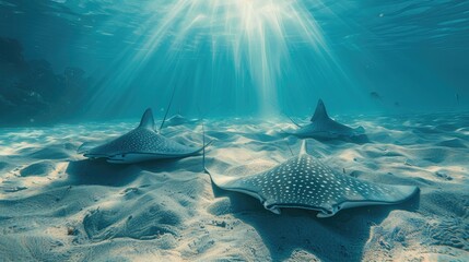 Fototapeta premium banner background of Fintastic Friday theme banner design for microstock, no text, and wide copy space, [A close-up of a ray's mouth and teeth, highlighting its feeding behavior]